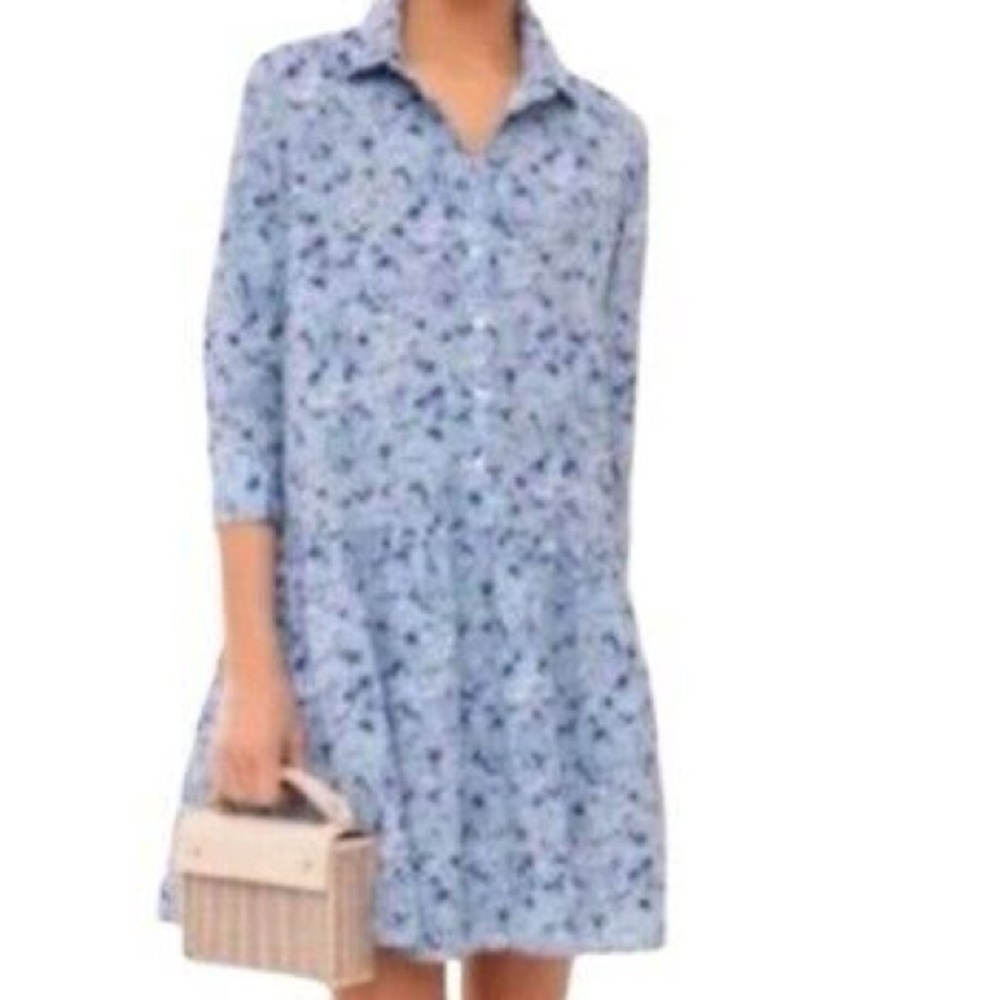 Tuckernuck Blue Tiered Sundress with Notched Collar